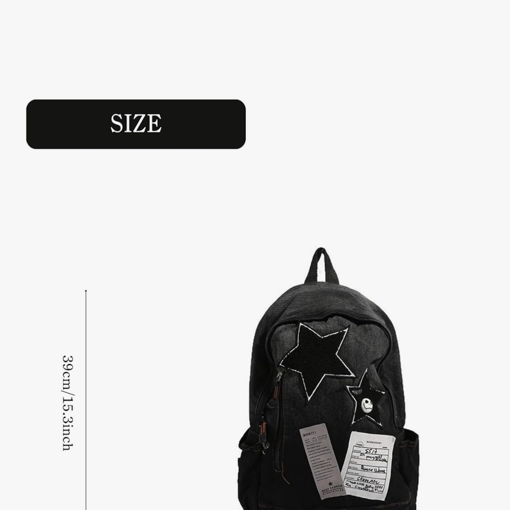 Black Backpack with Star Design